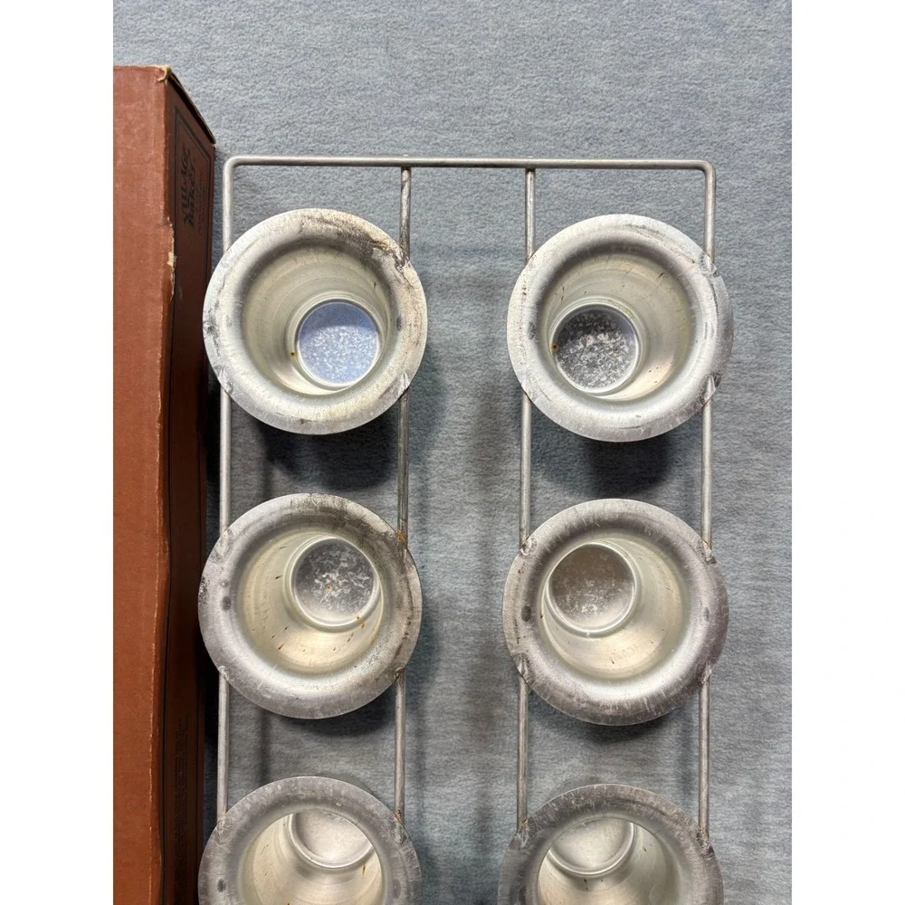 Village Baker Commercial Weight Tinned‎ Steel 6 Cup Popover Pan Vintage Bakeware